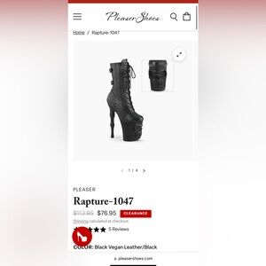 Lightly worn Pleaser shoes, vegan black leather